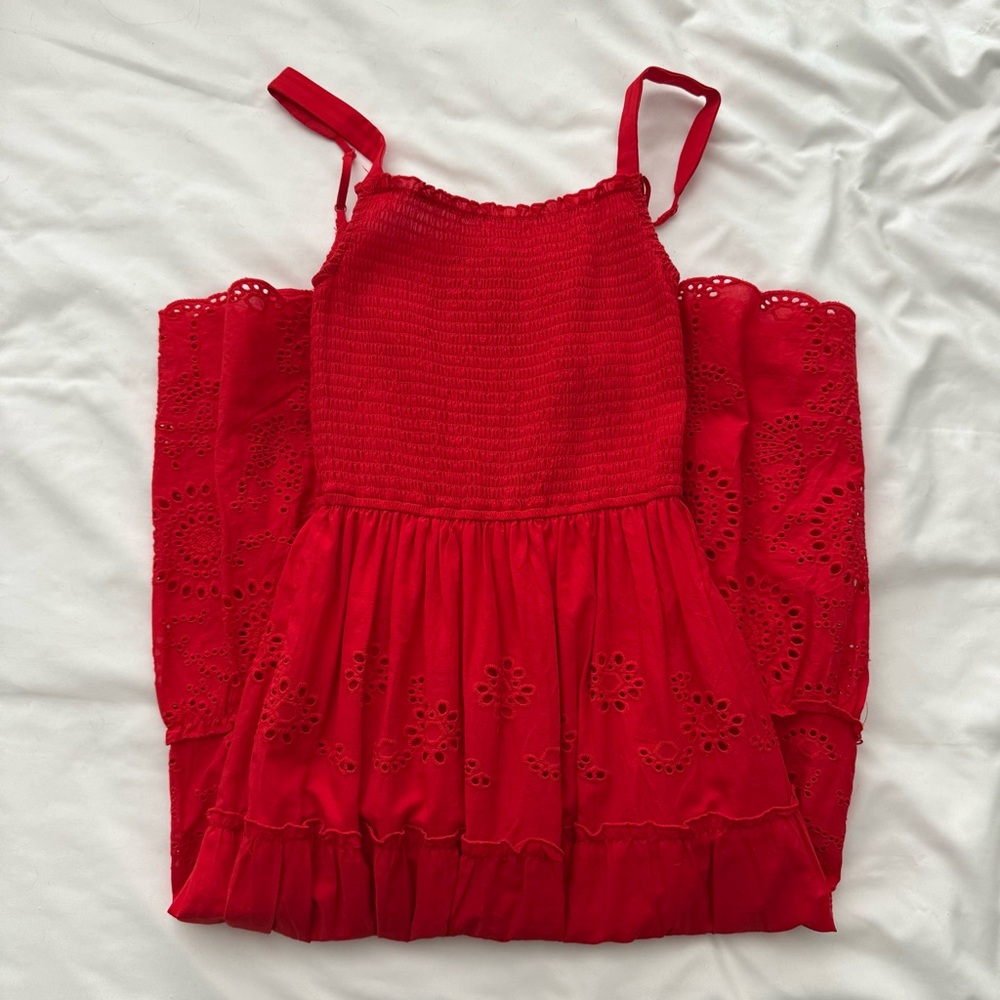 Red Sleeveless Eyelet Maxi Dress